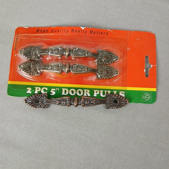 three 5" ornate antique-style door pull handles plastic drawer cabinet copper - Picture 8 of 8